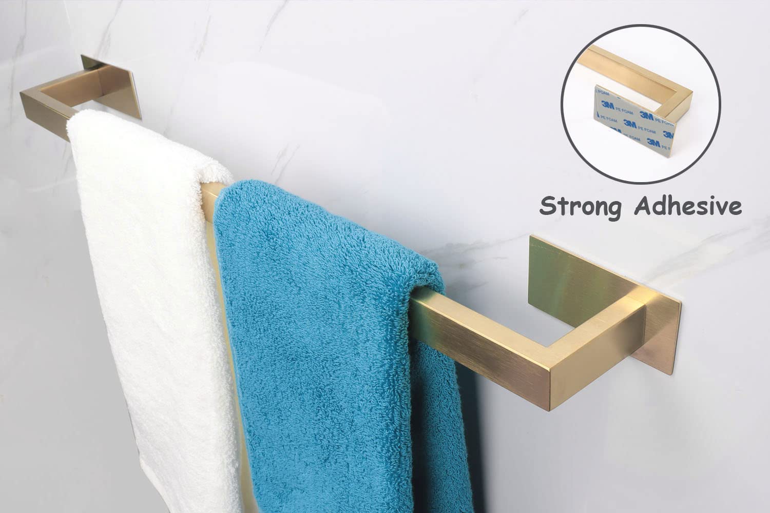 Vanloory Bathroom Towel Bar Self Adhesive  No Drilling Towel Rack Easy to Install  Hand Towel Holder Made of Premium Stainless Steel Sticky on Hand Towel Hanger for Kitchen  Toilet.(24IN  Gold)